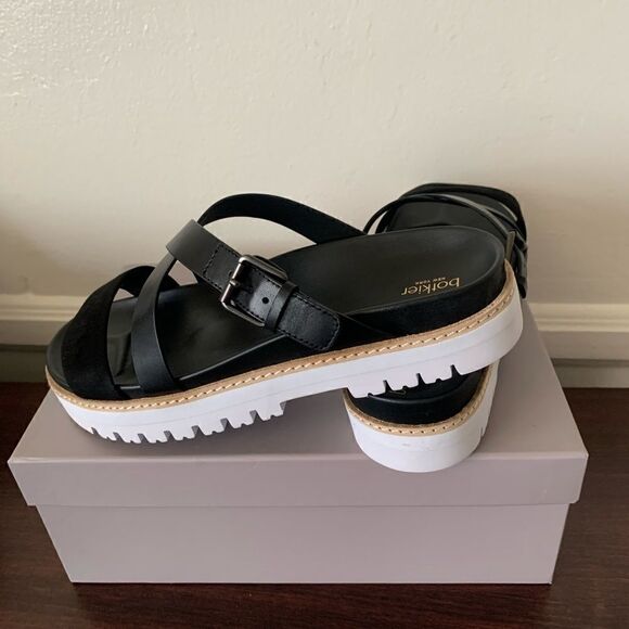 Botkier New York Jupiter platform slide leather sandal size 9,5 black - Picture 1 of 8